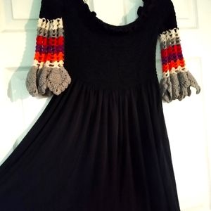 Brynn Osom black dress crochet sleeves M